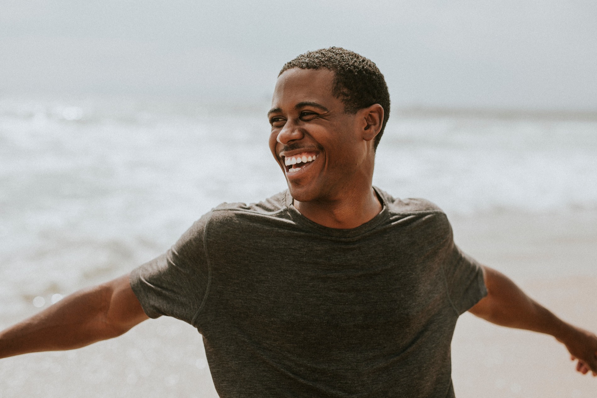 Man smiling on his way to a dental biopsy in Seminole FL